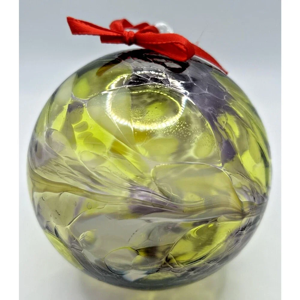 Vintage Art Glass Swirl‎ Purple White Green Ornament U257/5LargeSwirl